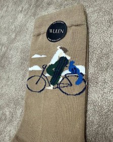 تصویر جوراب نخ‌پنبه طرح دختر دوچرخه‌سوار 