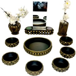 تصویر هفت سین پتینه، مشکی طلایی، سنگ مصنوعی | تولیدی کرج لند 