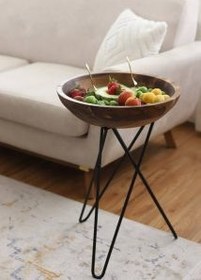 تصویر سینی میوه چوبی پایه‌دار 