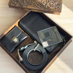 تصویر ست هدیه ٣تیکه مردانه چرم 