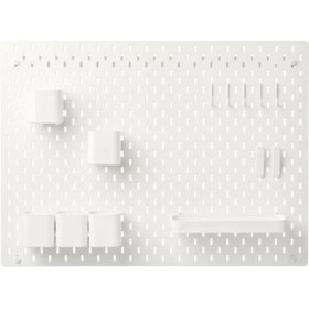 تصویر پگ برد دیواری با 4 مدل اکسسوری ایکیا SKADIS سفید سایز 76x56 