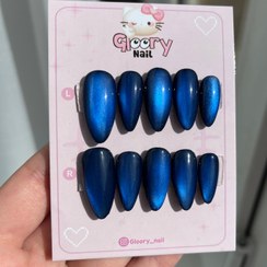 تصویر ناخن مصنوعی گلوری نیل مدل-کار آماده آبنباتی آبی 