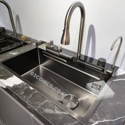 تصویر سینک ظرفشویی آبشاری مشکی مدل پیانویی 4 کلید 
