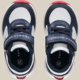 تصویر کفش کتانی بنددار بچگانه مدل لوتوپ برند Tommy Hilfiger Kids Low Top Lace Up Sneakers