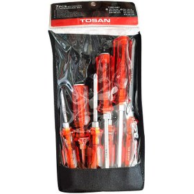 تصویر مجموعه 7 عددی پیچ گوشتی ضربه خور توسن مدل T4865-SB7 TOSAN T4865-SB7 GO-THROUGH SCREWDRIVER SET IN BAG SET 7 pcs