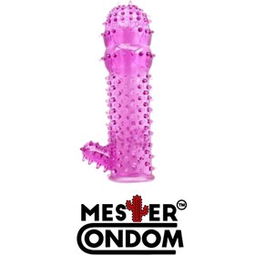 تصویر کاندوم سیلیکونی قابل شستشو خاردار رنگ صورتی Silicon candom with dots pink