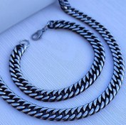 تصویر گردنبند و دستبند کارتیر۱۰ میل مردانه مشکی کد ۵۰۱۴ Cartier