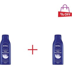 تصویر لوسیون بدن نیوا (Nivea) مدل Rich Nourishing حاوی روغن بادام مناسب پوست خشک و خیلی خشک حجم 400 میلی‌لیتر مجموعه 2 عددی 