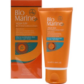 تصویر ضدآفتاب SPF50 ضد‌چروک مناسب پوست چرب و مختلط بژ روشن حجم 50 میل بایومارین Bio Marine SPF 50 Anti-Wrinkle Sunscreen for Oily and Combination Skin, Light Beige, 50ml