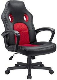 تصویر KaiMeng Office High Back Leather Computer Ergonomic Height Adjustable Racing Game Desk Executive Conference Task Chair, 19.5″ x 20.1″ x 44.2″, Red 