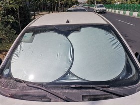 تصویر آفتابگیر شیشه جلو خودرو مدل عینکی سایز بزرگ 