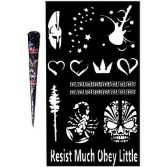 تصویر حنا طراحی و شابلون تتو موقت مدل S03 مجموعه 14 عددی - قهوه ای 