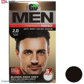 تصویر کیت رنگ مو مردانه گپ GAP رنگ NATURAL BLACK مشکی طبیعی شماره 2.0 GAP MEN COLOR CREAM 2.0