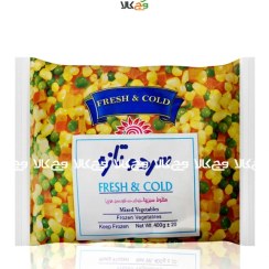 تصویر مخلوط سبزیجات منجمد (ذرت - هویج - نخود سبز) - 400 گرمی - سرد و تازه 
