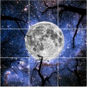 تصویر آسمان مجازی کهکشان و ماه 