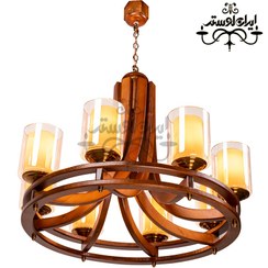 تصویر لوستر چوبی دارکار مدل رولت ۸ شعله 