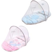 تصویر پشه بند نوزادی با تشک و بالش مخمل 