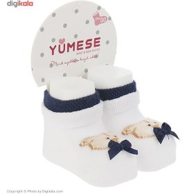 تصویر جوراب نوزاد سرمه‌اي يومسه مدل 3348 ا Yumese N 3348 Socks Yumese N 3348 Socks
