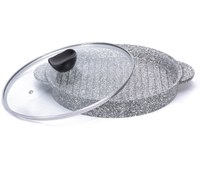 تصویر تابه گریل سایز 28 با درب پیرکس ماهان MAHAN