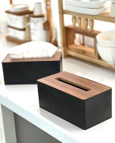 تصویر جادستمال کاغذی چوبی با درب 