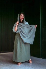 تصویر شال نخی نرمیس - کرم 