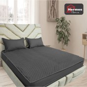 تصویر ملحفه کشدار پنبه دوزی یکنفره 90 هرمس HERMES رنگ: طوسی تیره 
