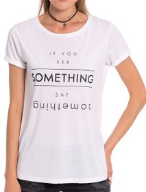 تصویر تی شرت یقه گرد زنانه - ال سی وایکیکی - سفید 