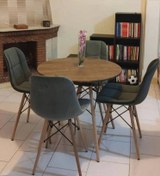 تصویر میز و صندلی ناهارخوری ایفلی پارچه ای طرح چوب 