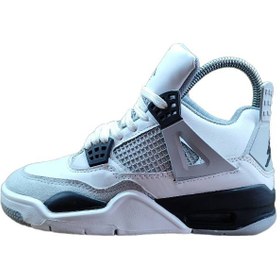 تصویر ایر جردن 4 زنانه (Nike Air Jordan 4) سفید طوسی women's sports shoes white and gray Air Jordan 4 (Nike Air Jordan 4)