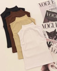 تصویر تاپ زنانه یقه ۳ سانت لاکرا سایز ۴۲ رنگ نسکافه‌ای 