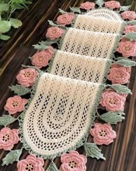 تصویر رومیزی قلاب بافی بیضی بلند 