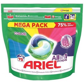 تصویر کپسول ژله ای لباسشویی برای لباس های رنگی آریل 70 عددی Ariel All in One 