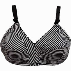 تصویر سوتین نخی بدون فنر آیسا طرح راه راه کد ۴۰۰۵ رنگ سفید مشکی 