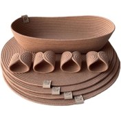 تصویر زیربشقابی مدل p9 به همراه حلقه دستمال و سبد نان مجموعه 9 عددی - قهوه ای 