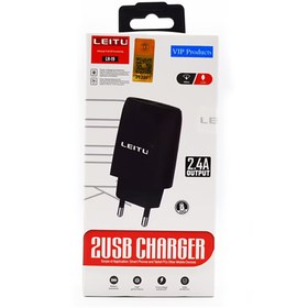 تصویر آداپتور شارژر دیواری لیتو مدل LEITU LH-19 دو پورت به همراه کابل MicroUSB Leitu LH-19 model wall charger adapter with Micro-USB Cable