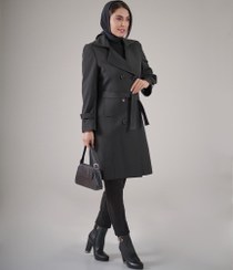 تصویر پالتو بلند nr یقه اینگلیسی ۲ دکمه رنانه - مشکی / سایز palto boland nr zananeh