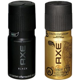 تصویر ست اسپری مردانه اکس مدل Gold Temptation و Black Deodorant حجم 150 میلی لیتر 