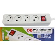 تصویر چند راهی برق پارت الکتریک مدل PE652 ظرفیت ۴ خانه بدون ارت با کابل ۳ متر 