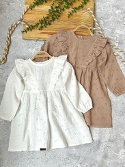 تصویر پیراهن موسلین خامه دوزی کد 10075 