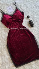 تصویر پیراهن زنانه مخمل میدی بغل چاک 