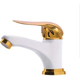 تصویر شیر روشویی مدل اردکی سفید طلایی 