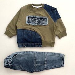 تصویر بلوز شلوار مجلسی دورس جین آبی پرنیان 