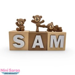 تصویر مکعب اسم تدی چوبی با کیفیت رنگ اکریلیک 