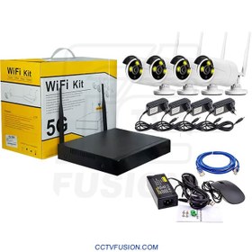 تصویر پکیج دوربین مداربسته 4کانال بیسیم (WiFi Kit 5G) 