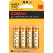 تصویر باتری قلمی آلکالاین کداک مدل Kodak Ultra Premium Alkaline پک 4 عددی Kodak Ultra Premium Alkaline AA Battery 4 pcs