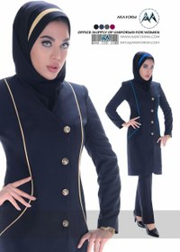 تصویر مانتو شلوار اداری مدل یقه هفت 
