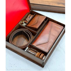 تصویر ست چرم طبیعی 4 تیکه ماد 