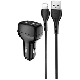 تصویر شارژر فندکی هوکو مدل Z36 به همراه کابل تبدیل لایتنینگ Hoco Z36 lighter charger