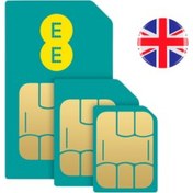 تصویر سیم کارت فیزیکی ee انگلیس همراه 5 پوند شارژ و بنام شخص - فعال ( بین المللی)-کد 044 