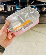 تصویر ظرف غذای استیل 2 تکه - صورتی Steel Lunch Box